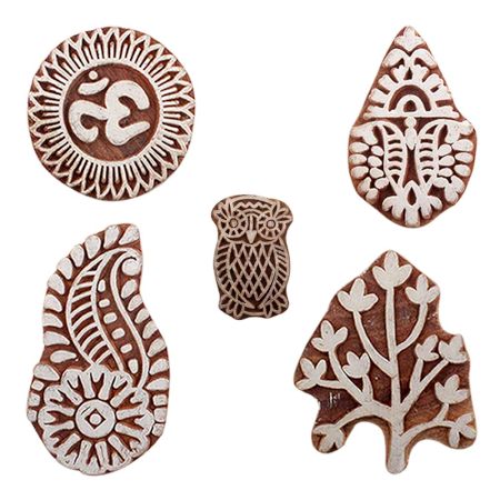 Set of 5 Piece New Mix Wooden Printing Blocks